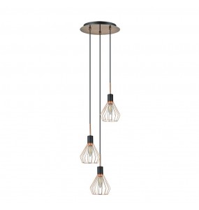 Colgante 3 luces cobre negro